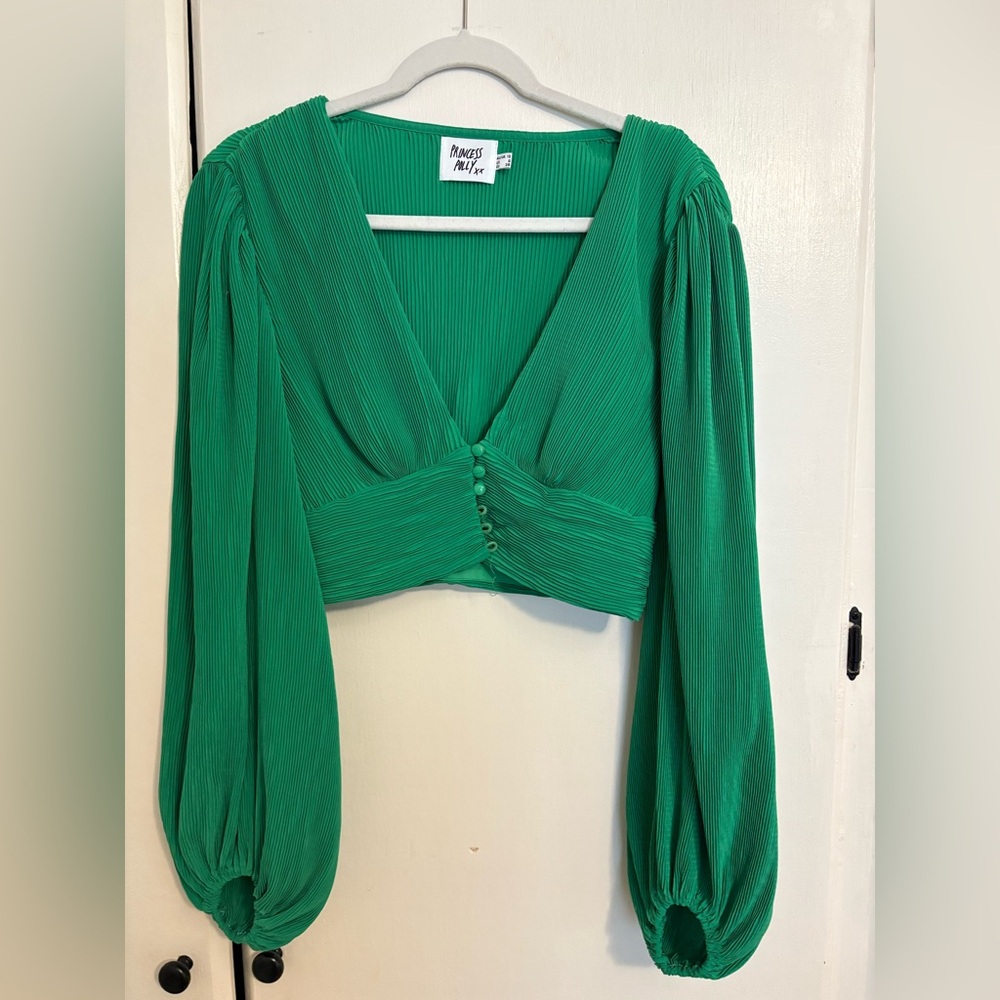 Princess Polly Emerald Green Pleated Blouse